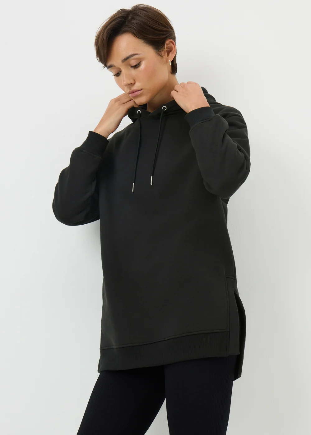 Black Longline Hoodie - Small Image 1