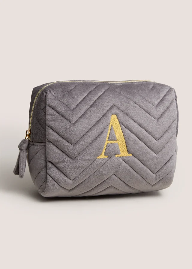Grey Alphabet Make Up Bag