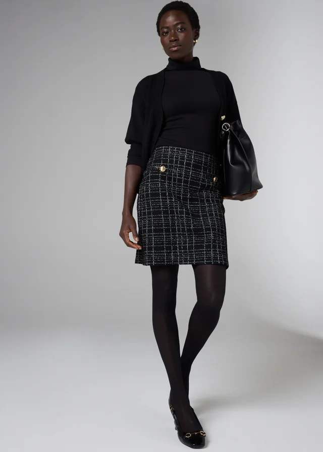 Et Vous Black Boucle Check Skirt