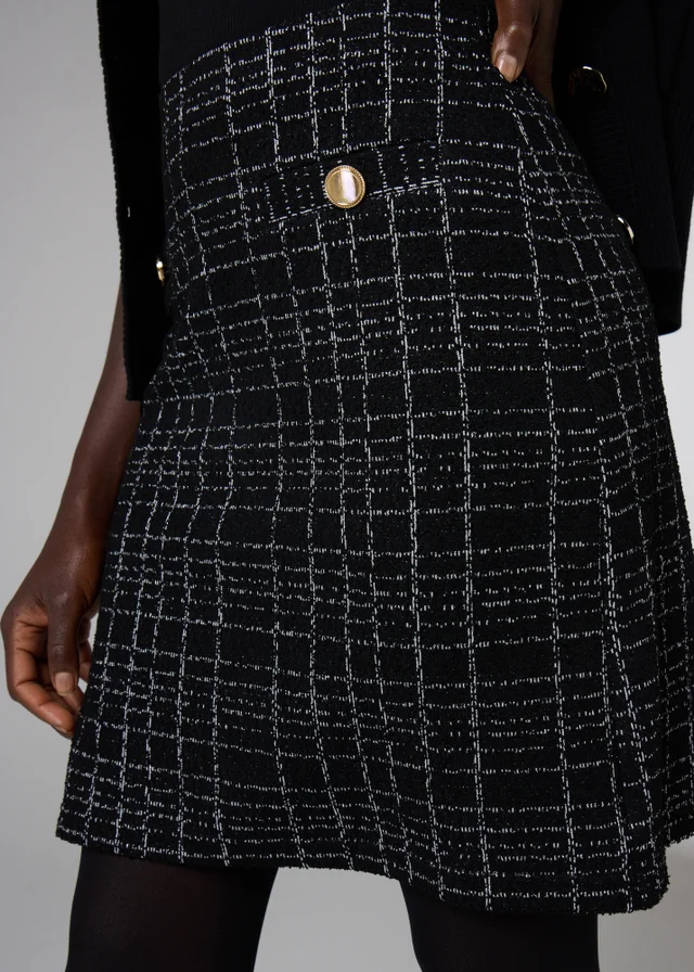 Et Vous Black Boucle Check Skirt