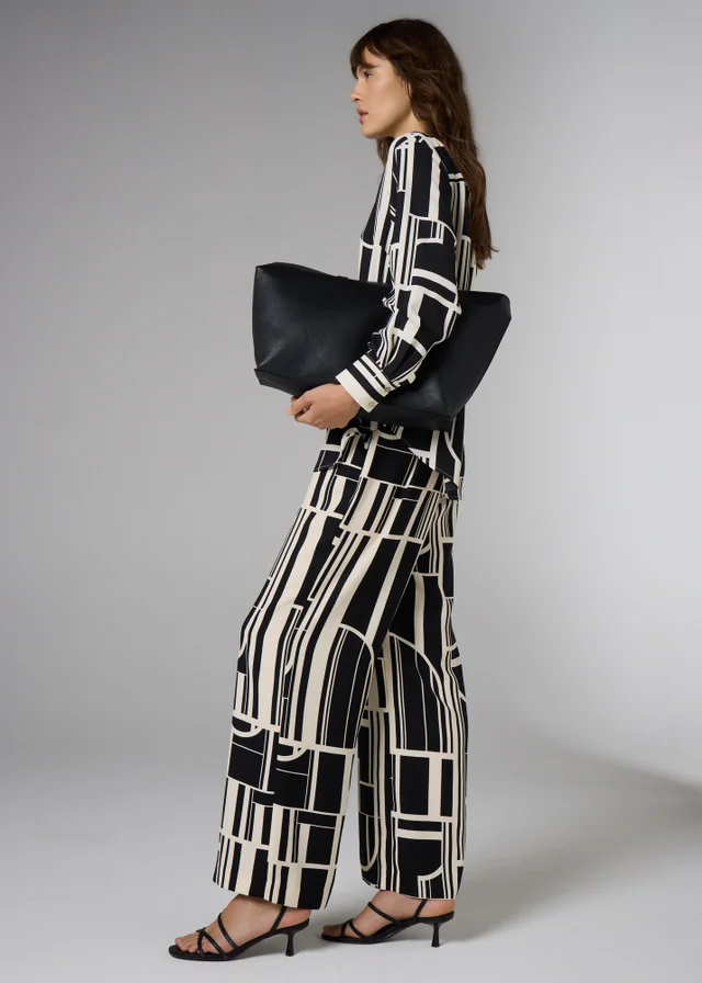 Et Vous Black Geo Monochrome Straight Leg Co Ord Trousers