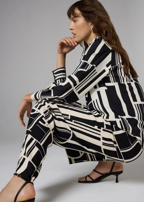 Et Vous Black Geo Monochrome Straight Leg Co Ord Trousers - Size 8 Image 3