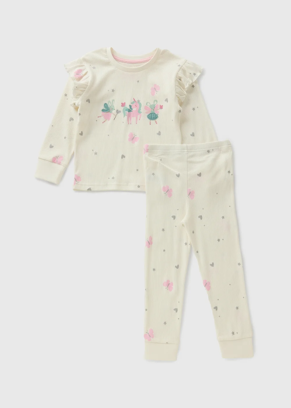 Girls Cream Animal Pyjama Set (1-7 Years) - 1 to 1 half years Image 1