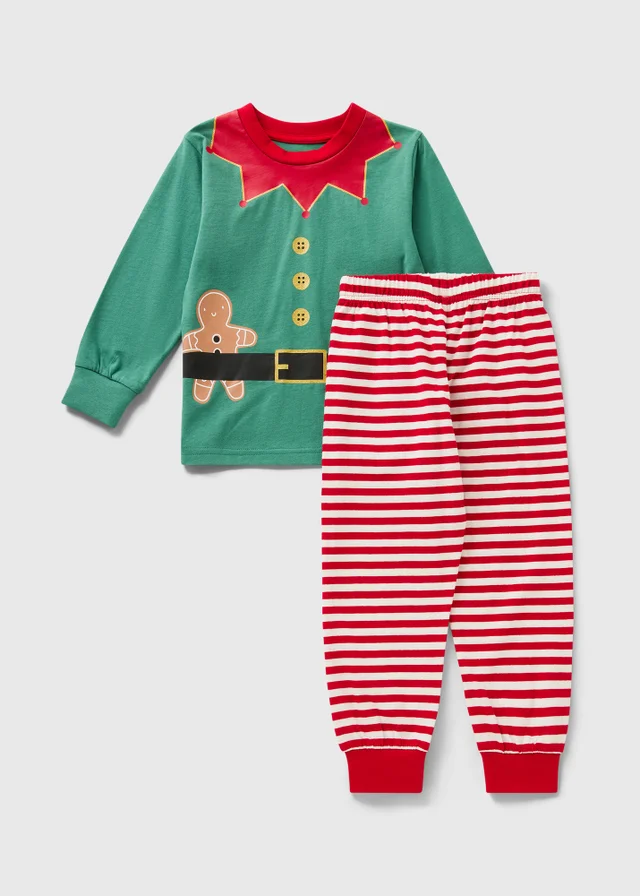 Boys Green Elf Christmas Pyjamas (1-7yrs)