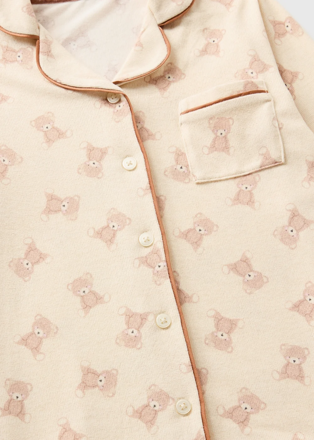 Girls Cream Bear Button Pyjama Set (7-13yrs) - Age 7 Years Image 2