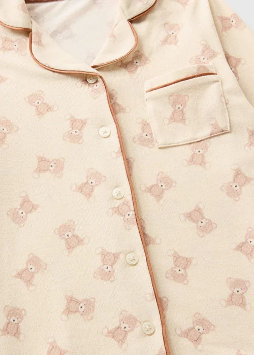 Girls Cream Bear Button Pyjama Set (7-13yrs) - Age 7 Years Image 2