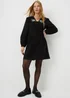 Black Embroidered Cord Collar Mini Dress - 16 Image 1