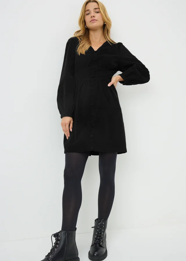 Black Cord Smock Mini Dress