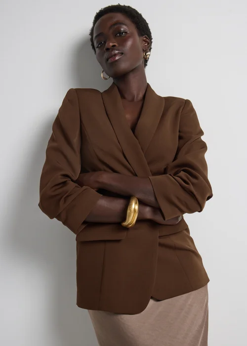 Et Vous Brown Rolled Sleeve Blazer - 8 Image 1