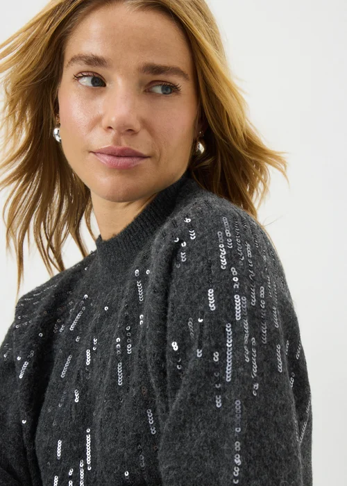 Charcoal Scatter Sequin Jumper - XS Image 3