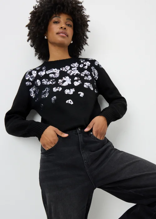 Black Animal Sequin Jumper - XS Image 1