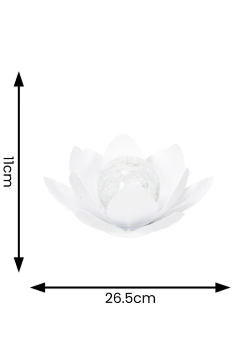 ValueLights Solar White Waterlily Lotus Flower Garden Light With Integrated LED's (11cm x 26.5cm x 26.5cm) - One Size Image 3