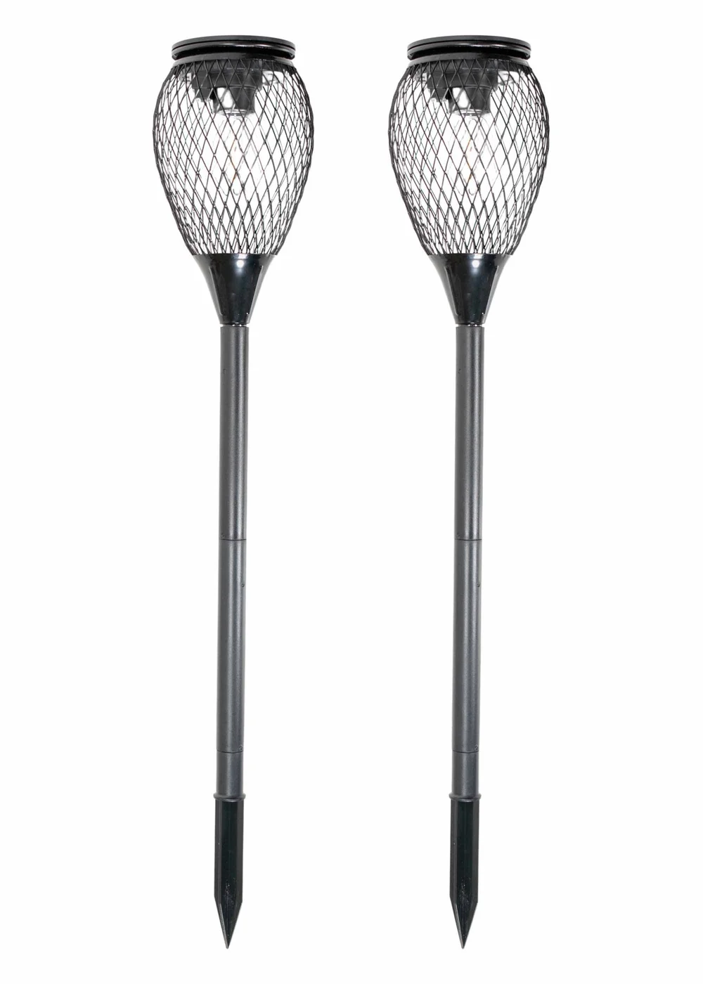 ValueLights Solar 2 Pack Black Cage Spike Lights With Integrated LED's - One Size Image 2