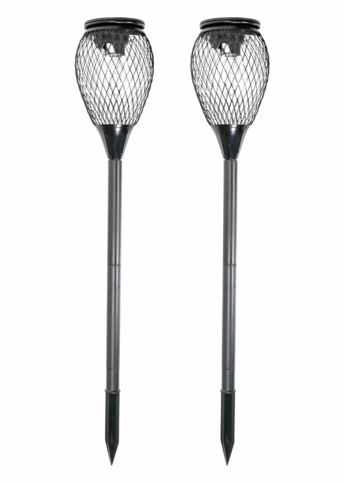 ValueLights Solar 2 Pack Black Cage Spike Lights With Integrated LED's - One Size Image 2