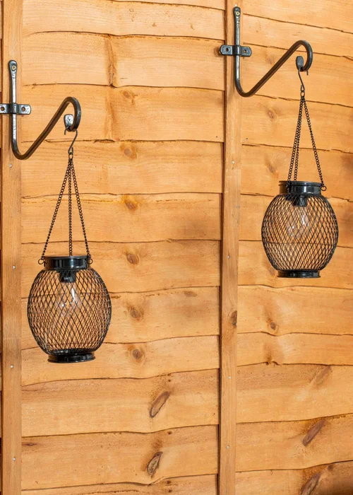 ValueLights Solar 2 Pack Black Mesh Lanterns With Integrated LED's (38.5cm x 13.8cm x 13.8cm) - One Size Image 1