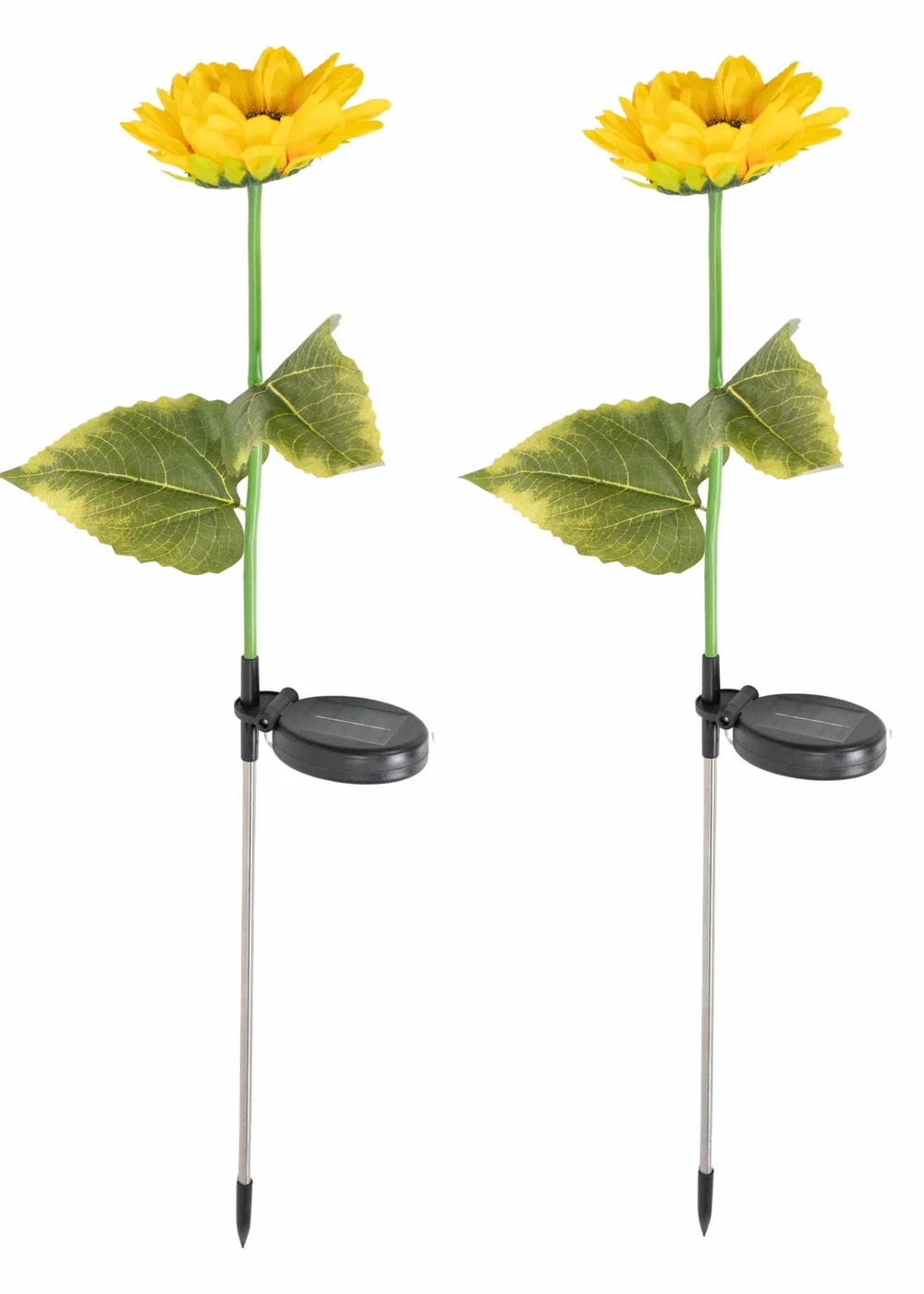 ValueLights Solar 2 Pack Sunflower Spike Lights With Integrated LED's (73cm x 14cm x 14cm) - One Size Image 2