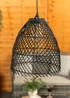 ValueLights Battery Operated Hanging Rattan Pendant Light With Integrated LED's - One Size Image 1