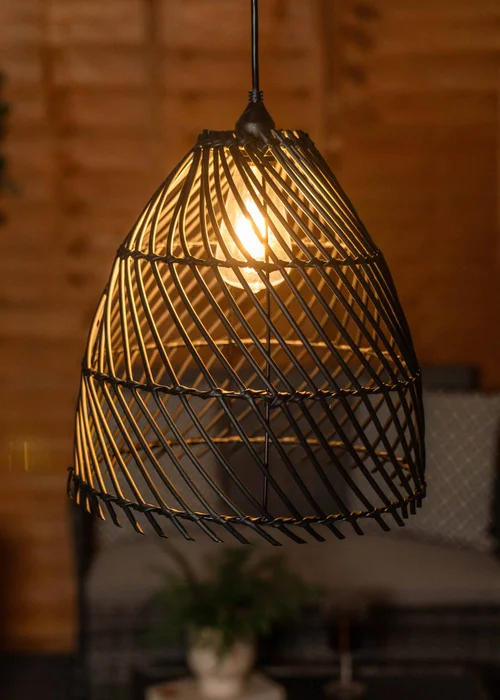 ValueLights Battery Operated Hanging Rattan Pendant Light With Integrated LED's - One Size Image 2