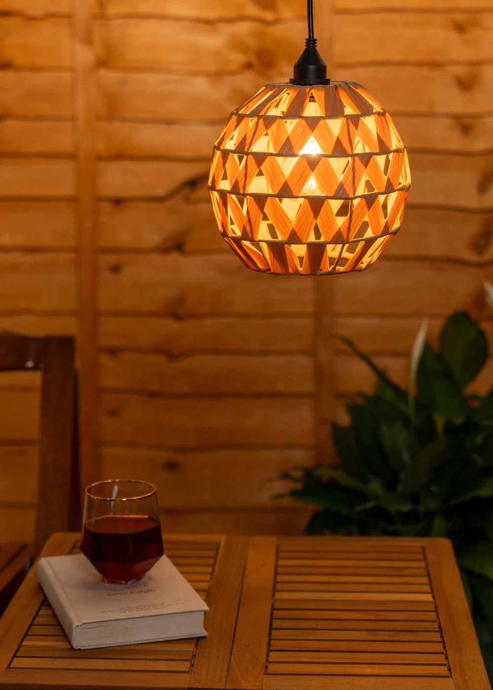ValueLights Battery Operated Hanging Rattan Ball Pendant Light With Integrated LED's - One Size Image 2