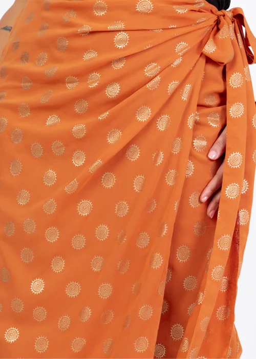 Lovedrobe Metallic Detail Orange Functional Wrap Midi Skirt - Size 12 Image 4