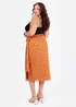 Lovedrobe Metallic Detail Orange Functional Wrap Midi Skirt - Size 12 Image 2