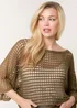 Blue Vanilla Khaki Round Neck Net Top - Medium/Large Image 3
