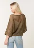 Blue Vanilla Khaki Round Neck Net Top - Medium/Large Image 4