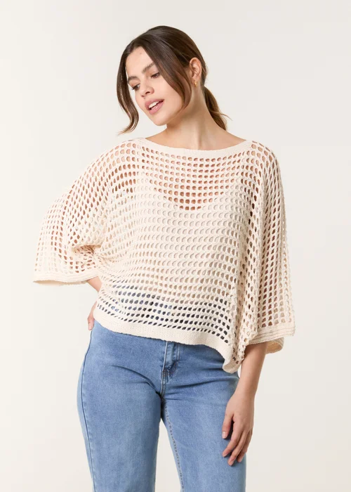 Blue Vanilla Stone Round Neck Net Top - Small/Medium Image 1