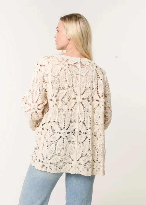 Blue Vanilla Stone Crochet Tie Front Cardigan - Medium/Large Image 3