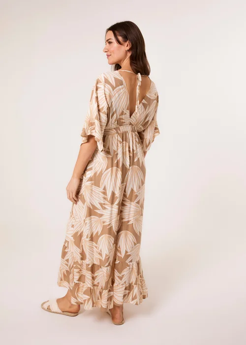 Blue Vanilla Mocha Printed Leaf Wide Leg Jumpsuit - Small/Medium Image 3