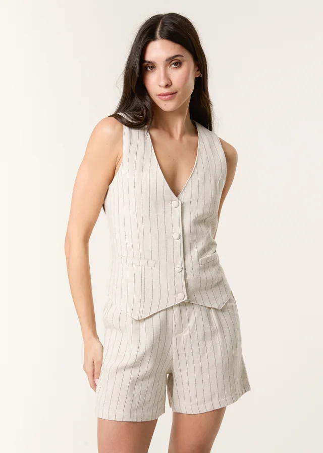 Blue Vanilla Linen Pinstripe Waistcoat