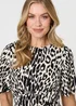 Izabel London Black Animal Print Flare Midi Dress - 12 Image 2