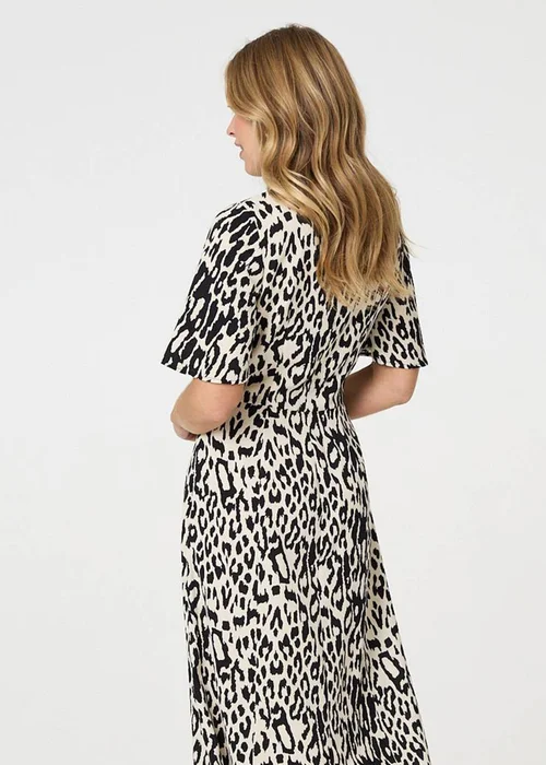 Izabel London Black Animal Print Flare Midi Dress - 12 Image 3
