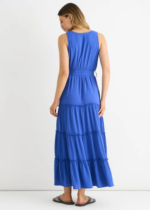 Gini London Blue Viscose Wrap Tiered Maxi Dress - Size 8 Image 2