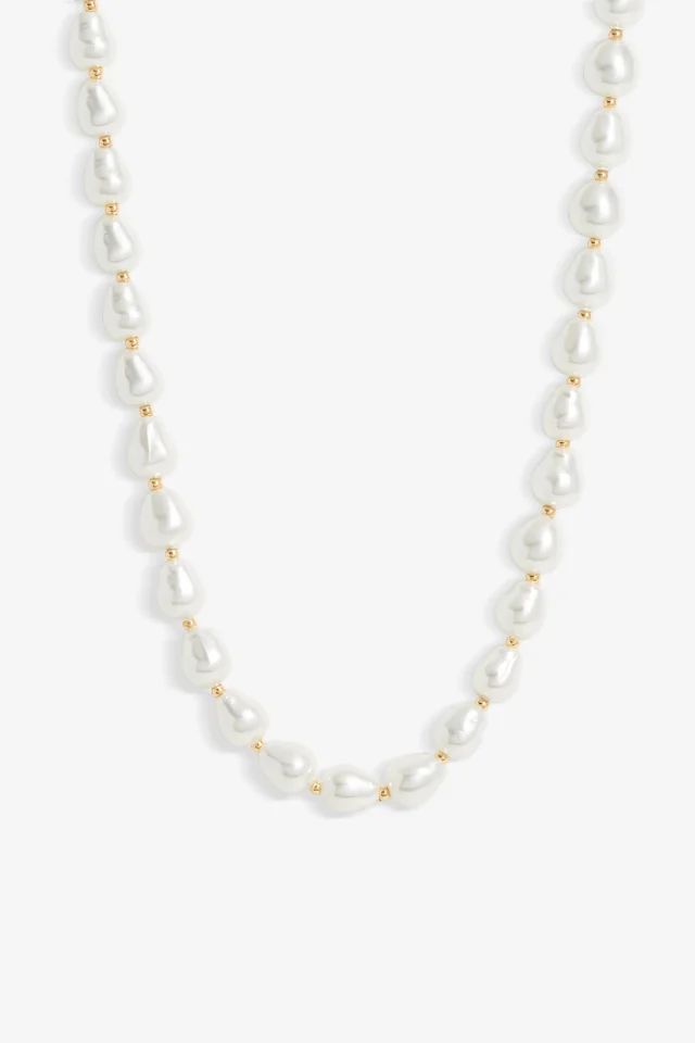 Jon Richard Silver Semi Precious Pearl & Gold Bead Necklace