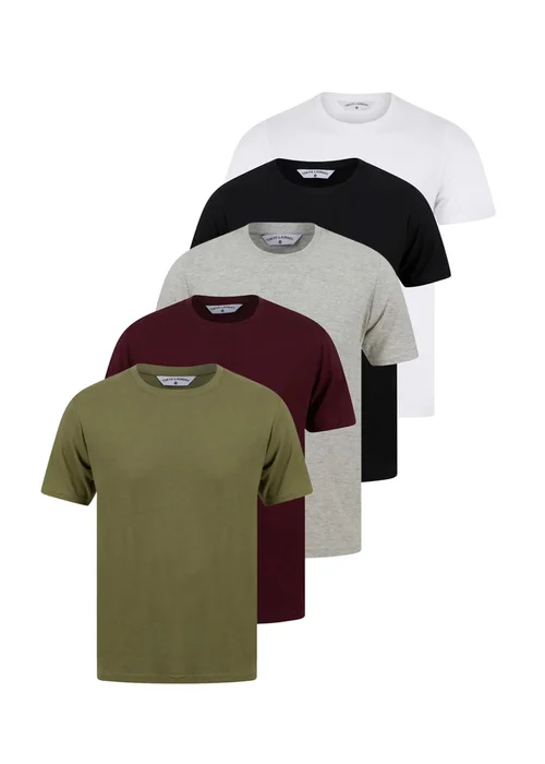 Tokyo Laundry Burgundy Cotton 5-Pack Short Sleeve T-Shirts - Large Image 1
