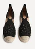 Linzi Jillian Black Faux Suede Flower Cut Out Espadrille Sandal - Size 7 Image 5