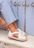 Linzi Jillian White Faux Leather Flower Cut Out Espadrille Sandal - Size 6 Image 1