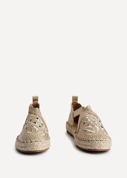 Linzi Jillian Gold Faux Leather Flower Cut Out Espadrille Sandal - Size 5 Image 3