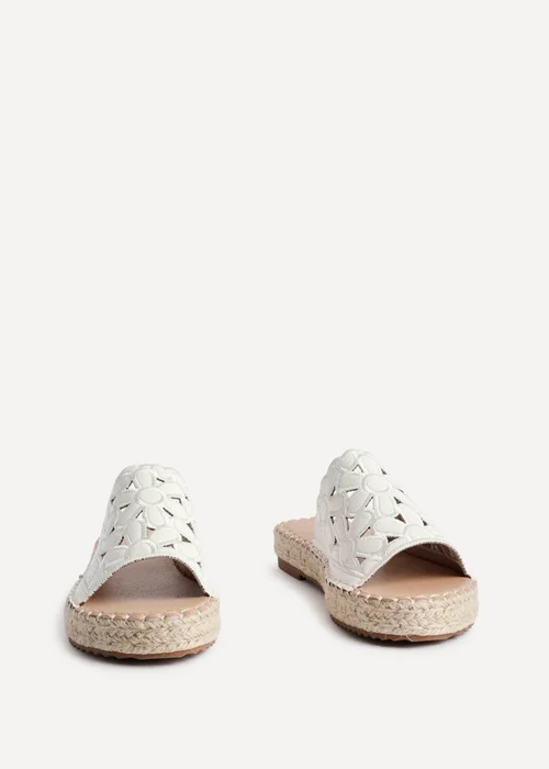 Linzi Parade White Faux Leather Floral Espadrille Flatform Slider - Size 6 Image 3
