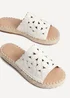 Linzi Parade White Faux Leather Floral Espadrille Flatform Slider - Size 6 Image 4