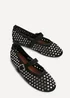 Linzi Delicate Black Suede Diamante Embellished Ballet Pumps - Size 3 Image 4