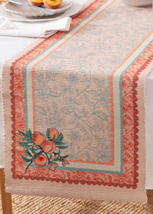 furn. Anemone Peaches Indoor/Outdoor Table Runner - 180x35cm Image 1