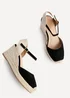 Linzi Present Black Faux Suede Closed Toe And Open Back Espadrille Wedge - Size 7 Image 4