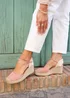Linzi Present Dusky Pink Faux Suede Closed Toe And Open Back Espadrille Wedge - Size 7 Image 1