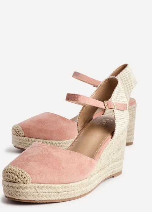 Linzi Present Dusky Pink Faux Suede Closed Toe And Open Back Espadrille Wedge - Size 7 Image 4