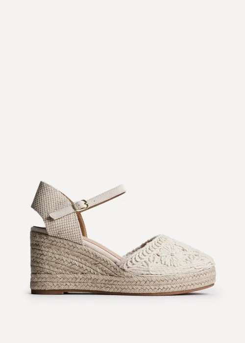 Linzi Mystic Beige Embroidered Closed Toe Espadrille Wedge - Size 6 Image 2