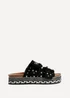 Linzi Bahama Black Diamante Studded Double Buckle Flatform Slider Sandal - Size 6 Image 2