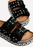 Linzi Bahama Black Diamante Studded Double Buckle Flatform Slider Sandal - Size 6 Image 5