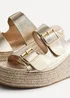 Linzi Impact Gold Faux Leather Double Buckle Espadrille Wedge Mule - Size 7 Image 5